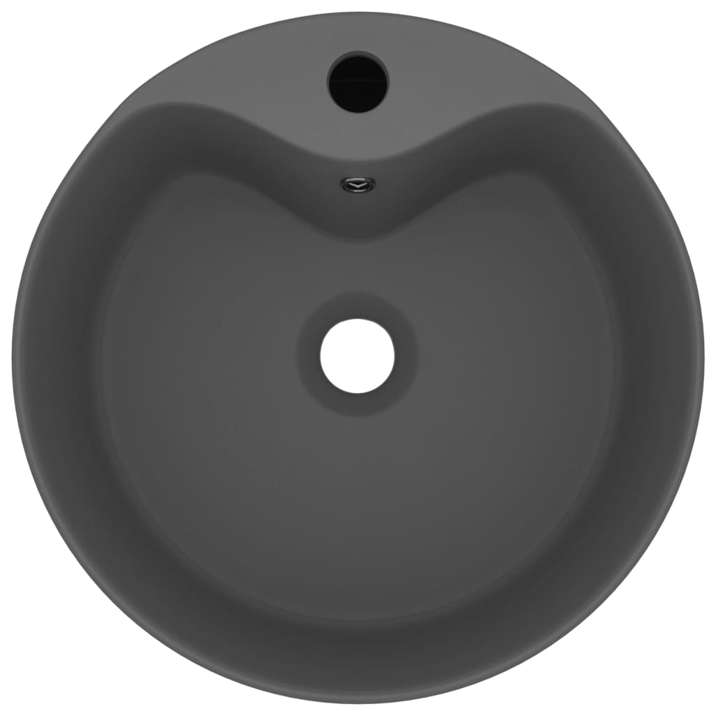 Baderomservant Luksuriøs med overløp matt mørkegrå 36x13 cm keramisk
