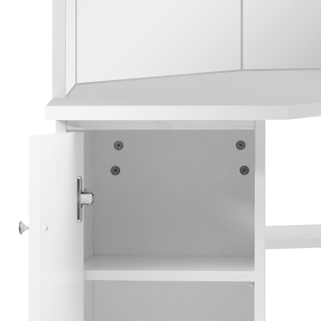 Sminkebord Hvit Hjørnemontert LED
