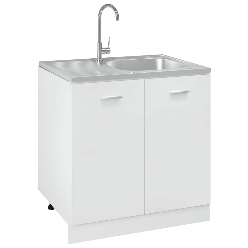 Kjøkkenvask med avløpssett sølv 800x600x155 mm rustfritt stål