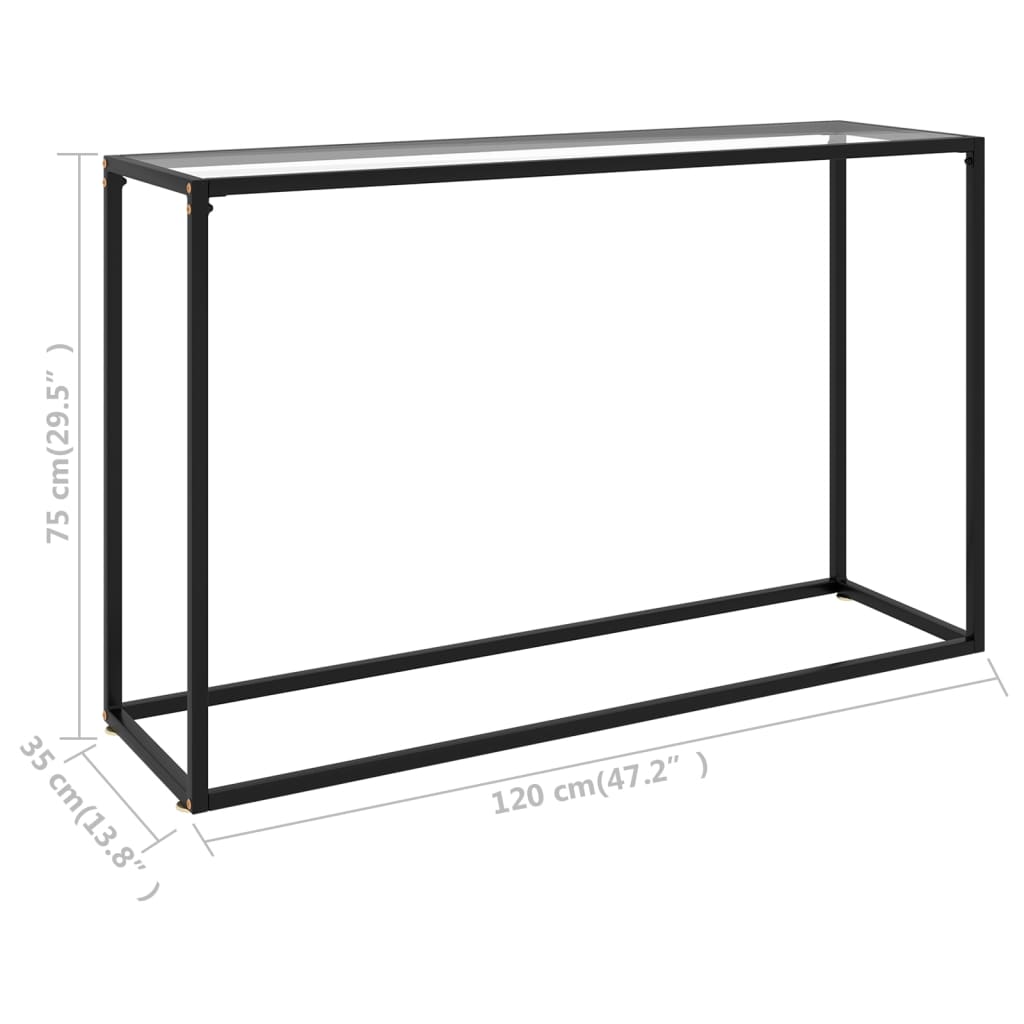 Avlastningsbord konsollbord DIV. gjennomsiktig 120x35x75 cm herdet glass