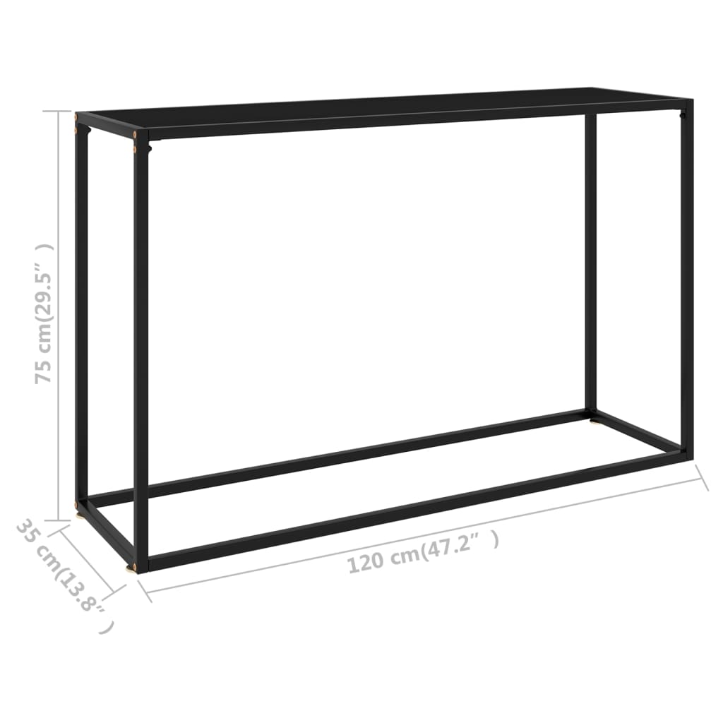 Avlastningsbord Konsollbord Svart 120x35x75 cm herdet glass