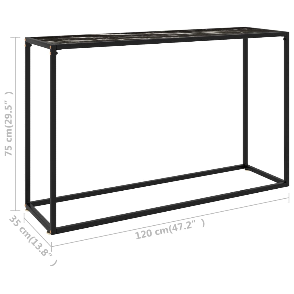 Avlastningsbord Konsollbord Svart 120x35x75 cm herdet glass
