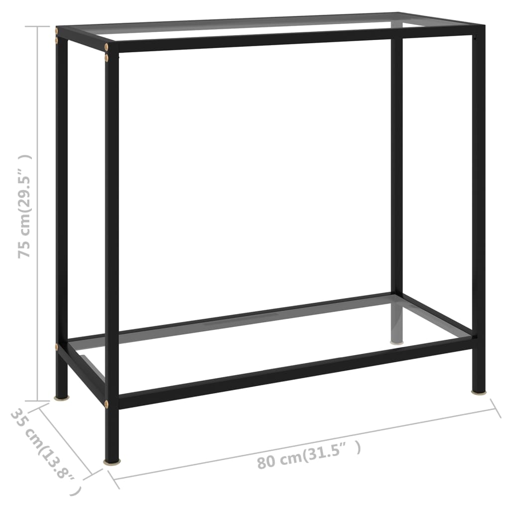 Avlastningsbord konsollbord DIV. gjennomsiktig 80x35x75 cm herdet glass