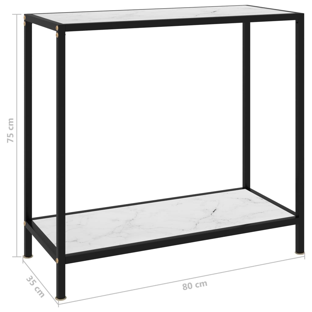 Avlastningsbord Konsollbord Hvit 80x35x75 cm herdet glass