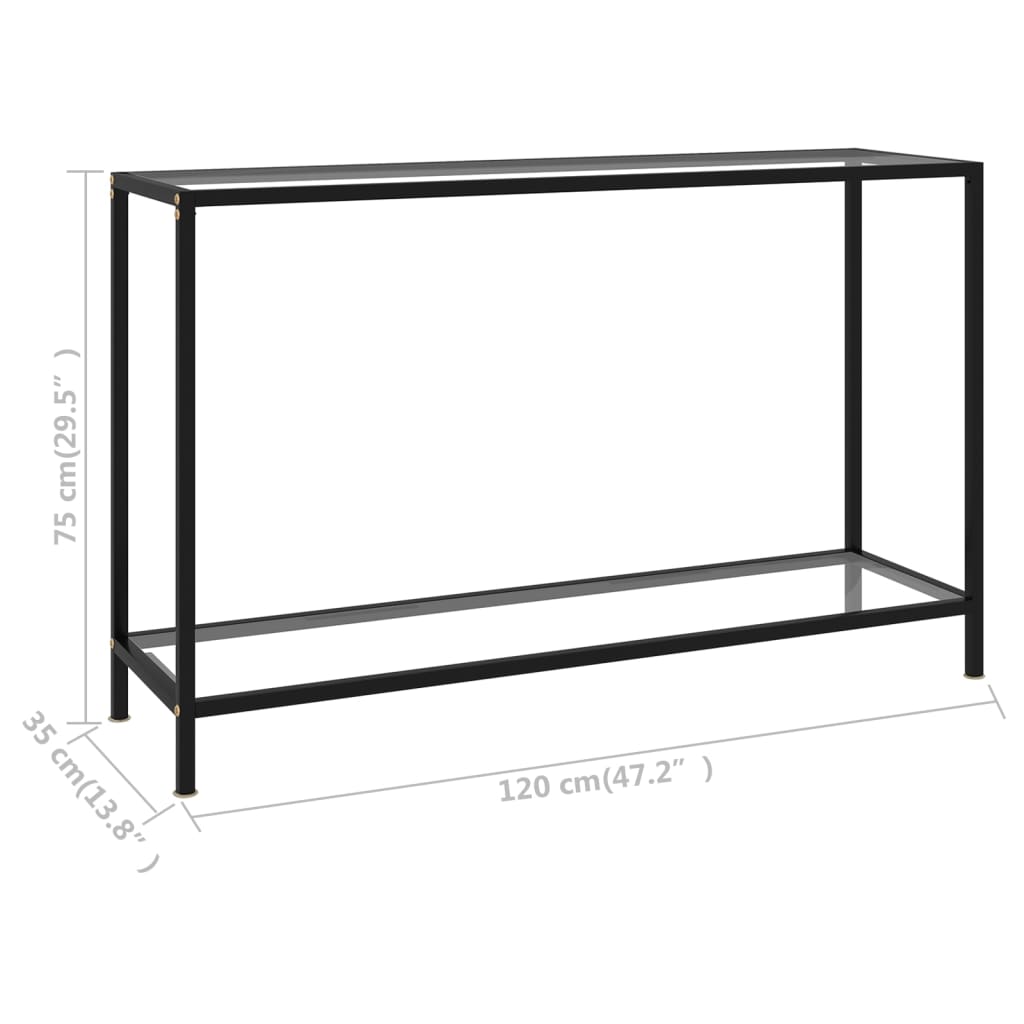 Avlastningsbord Konsollbord DIV. gjennomsiktig 120x35x75 cm herdet glass