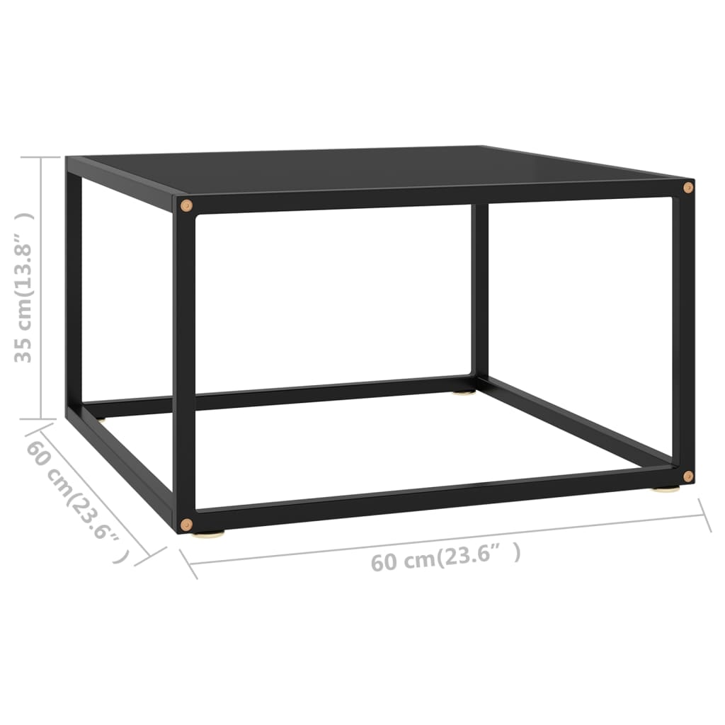 Salongbord Sofabord Svart med Svart glass 60x60x35 cm
