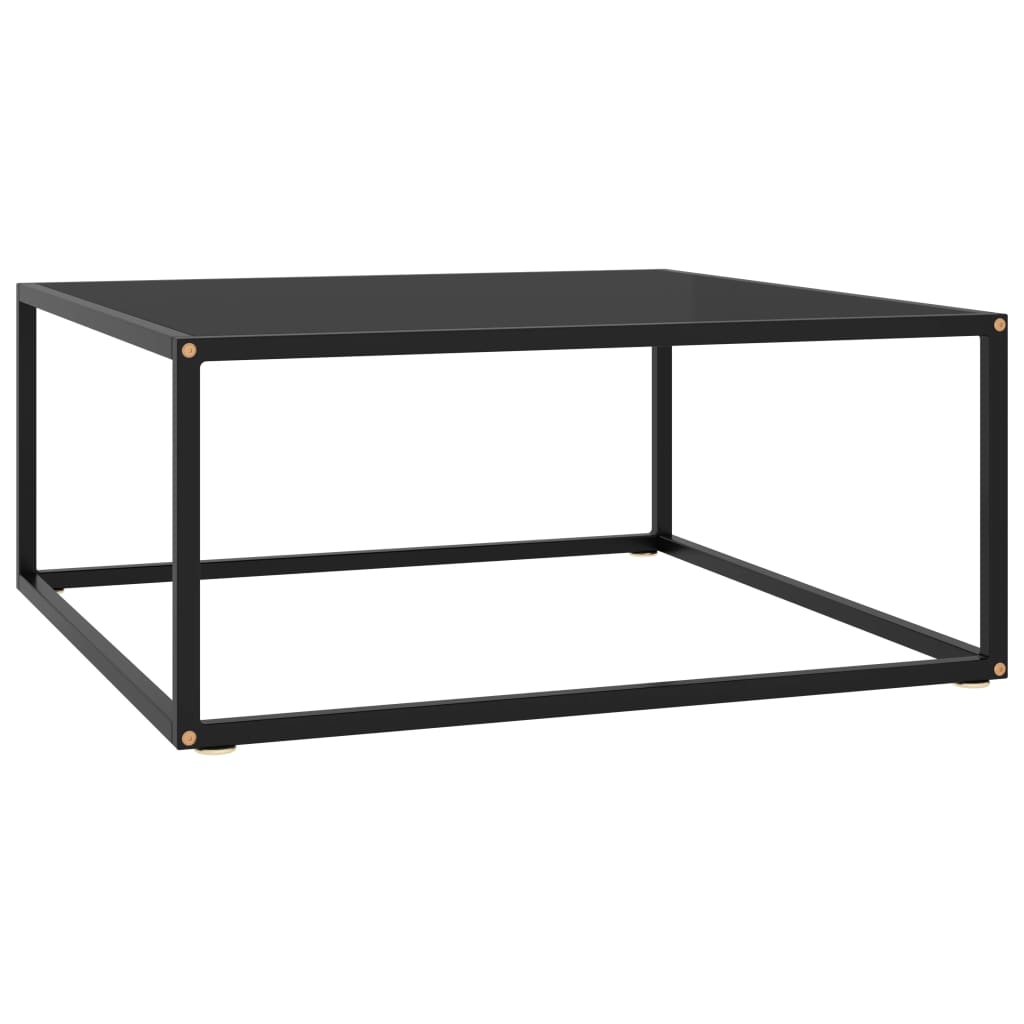Salongbord Sofabord Svart med Svart glass 80x80x35 cm