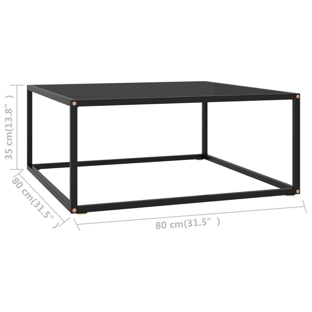 Salongbord Sofabord Svart med Svart glass 80x80x35 cm