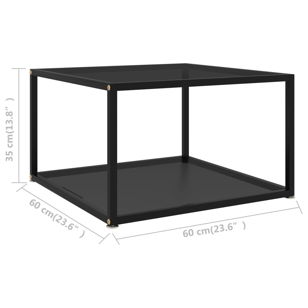 Salongbord Sofabord Svart 60x60x35 cm herdet glass
