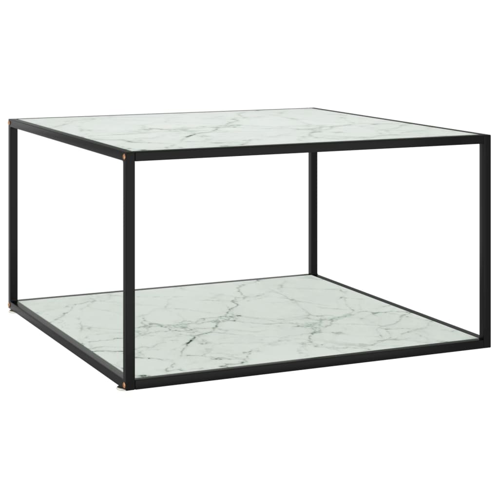 Salongbord Sofabord Svart med hvitt marmorglass 90x90x50 cm