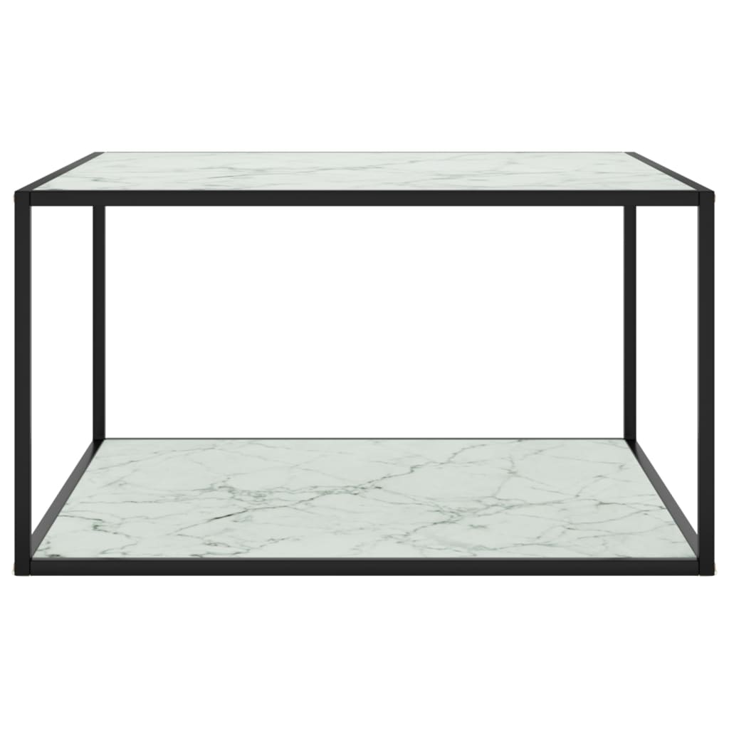 Salongbord Sofabord Svart med hvitt marmorglass 90x90x50 cm