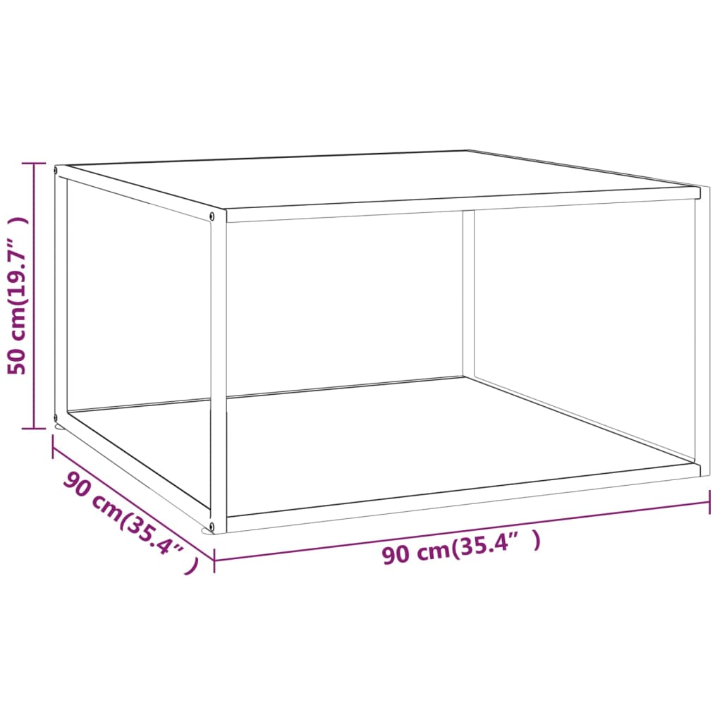 Salongbord Sofabord Svart med hvitt marmorglass 90x90x50 cm