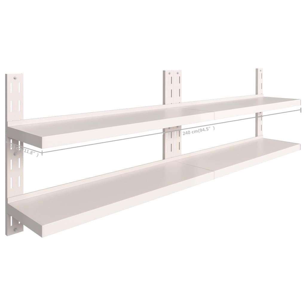 Vegghylle DIV. Flytende vegghyller 2 nivåer 2 stk rustfritt stål 240x30 cm