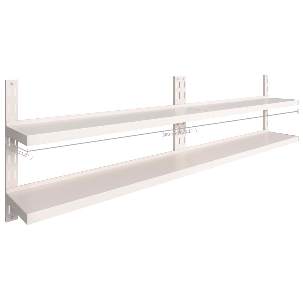 Vegghylle DIV. Flytende vegghyller 2 nivåer 2 stk rustfritt stål 300x30 cm