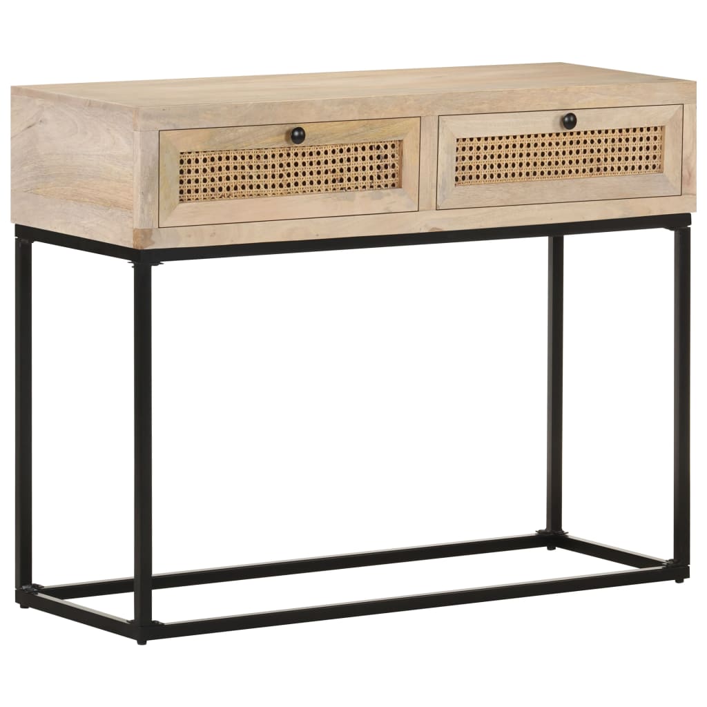 Avlastningsbord Konsollbord Tre 100x35x76 cm heltre mango og naturlig stokk