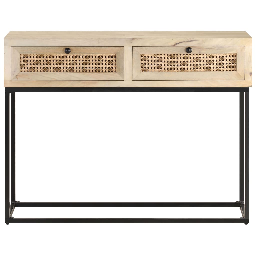 Avlastningsbord Konsollbord Tre 100x35x76 cm heltre mango og naturlig stokk