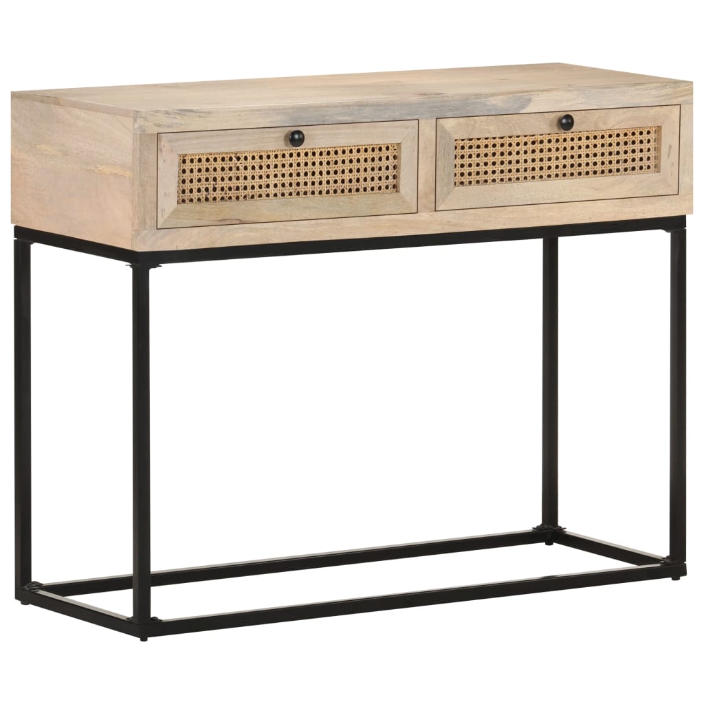 Avlastningsbord Konsollbord Tre 100x35x76 cm heltre mango og naturlig stokk