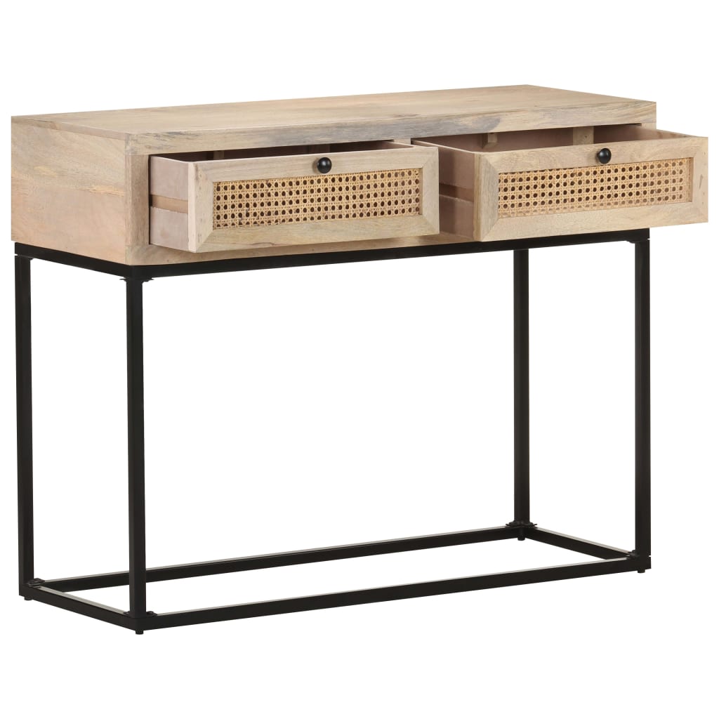 Avlastningsbord Konsollbord Tre 100x35x76 cm heltre mango og naturlig stokk