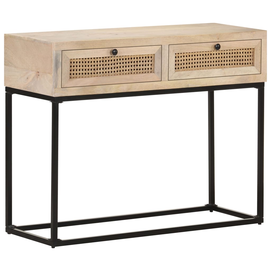 Avlastningsbord Konsollbord Tre 100x35x76 cm heltre mango og naturlig stokk