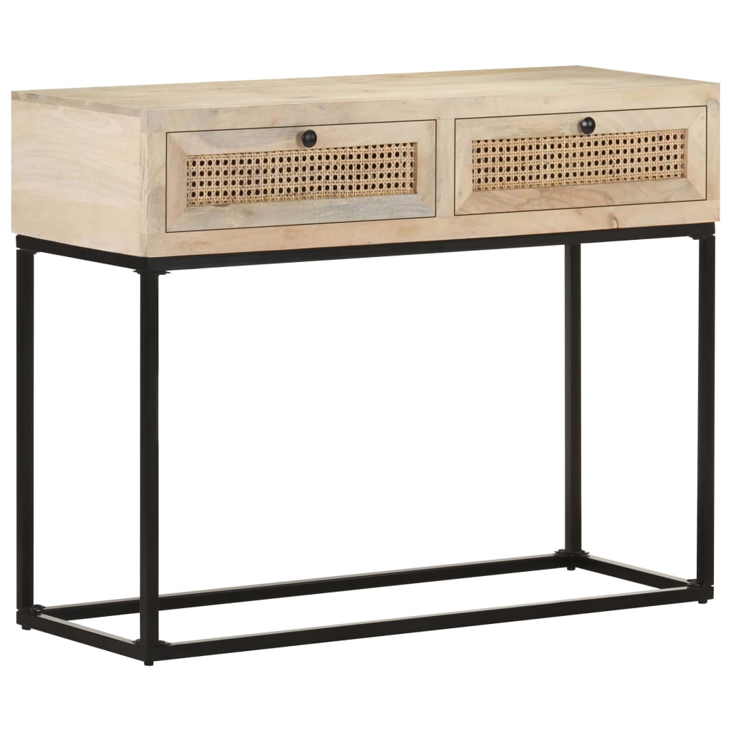 Avlastningsbord Konsollbord Tre 100x35x76 cm heltre mango og naturlig stokk