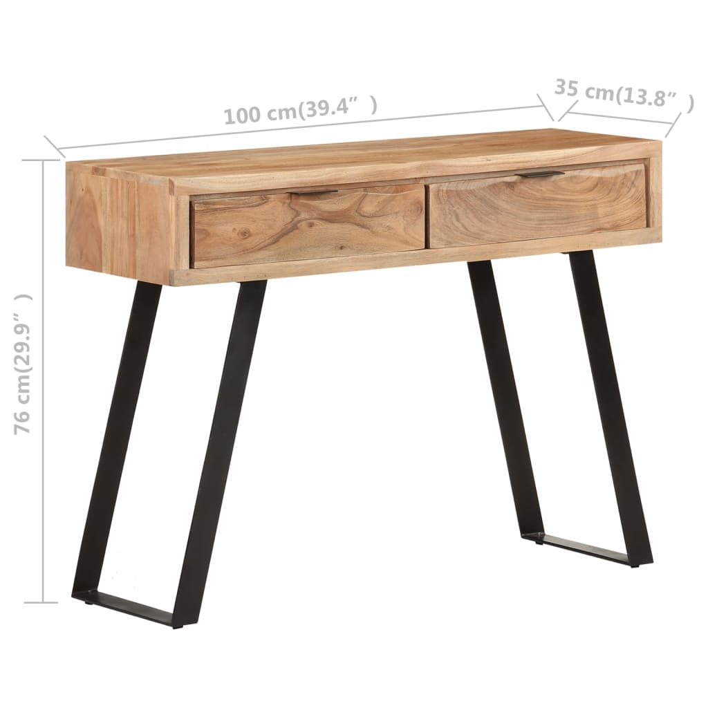Avlastningsbord Konsollbord Tre 100x35x76 cm heltre akasie med naturlig kant