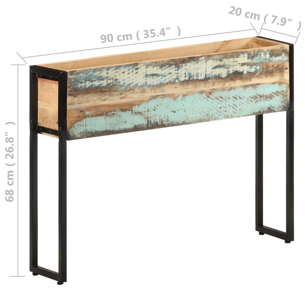 Utendørs Blomsterkasse Plantekasse Tre 90x20x68 cm gjenvunnet heltre