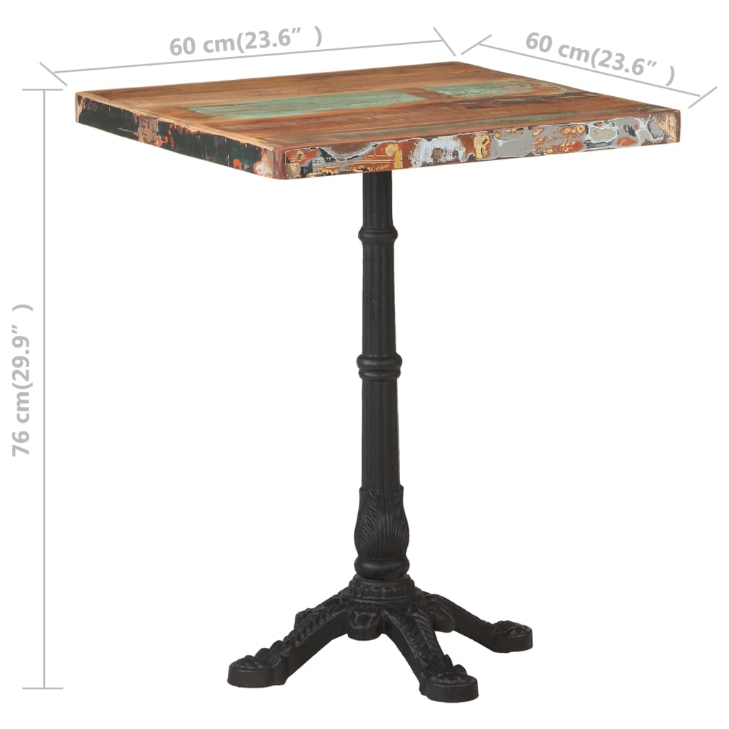 Bistrobord 60x60x76 cm gjenvunnet heltre