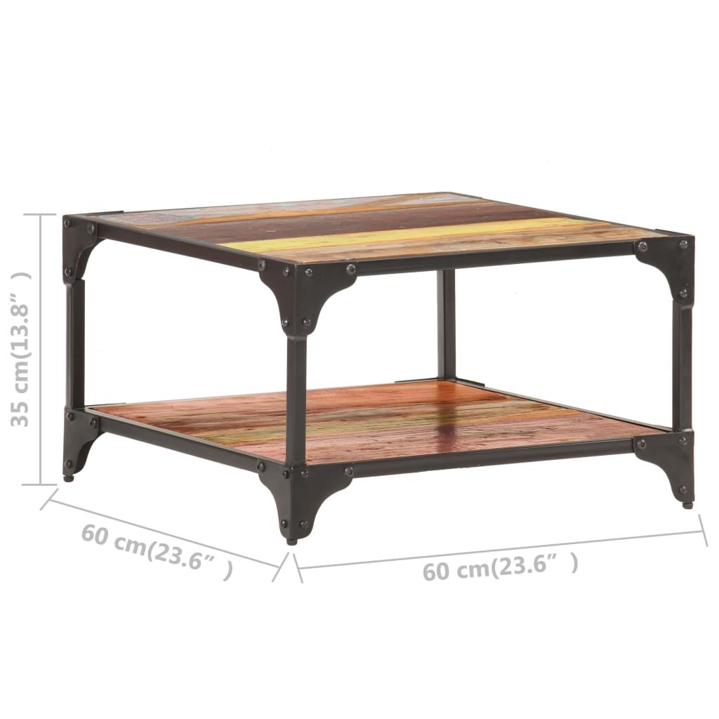 Salongbord Sofabord Tre Gjenvunnet Heltre 60x60x35 cm