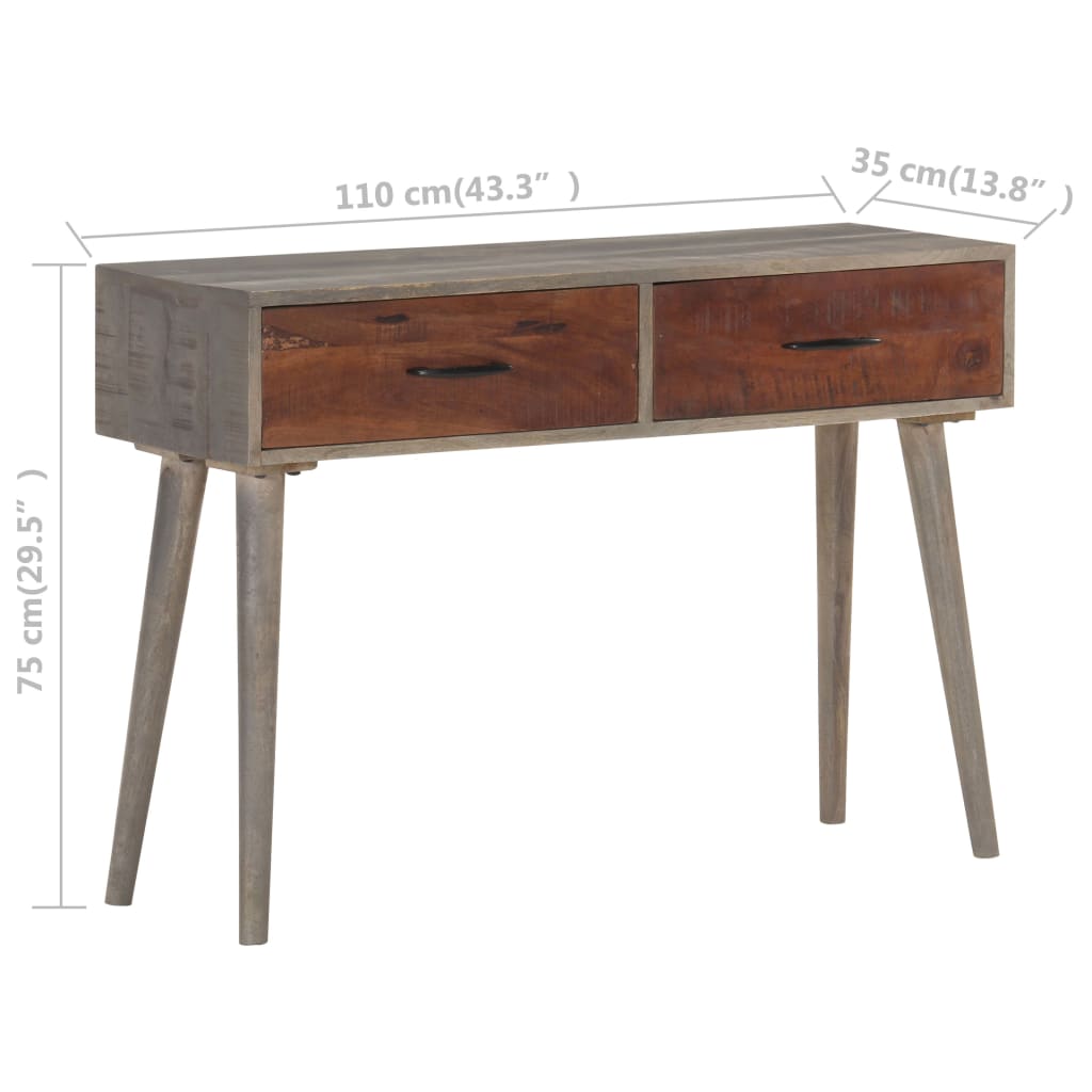 Avlastningsbord konsollbord Grå 110x35x75 cm grov heltre mango