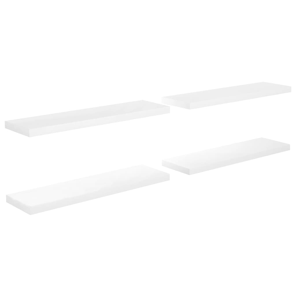 Vegghylle Høyglans Hvit Flytende 4 stk 90x23,5x3,8 cm