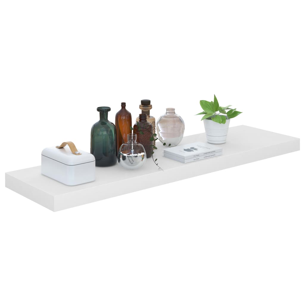 Vegghylle Høyglans Hvit Flytende 4 stk 90x23,5x3,8 cm
