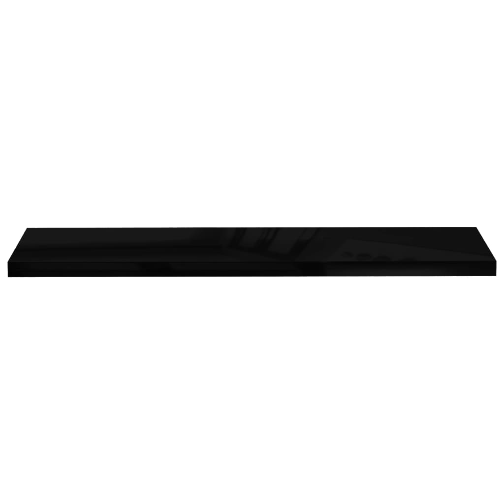 Vegghylle Høyglans Svart Flytende 2 stk 120x23,5x3,8 cm