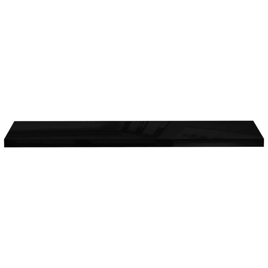 Vegghylle Høyglans Svart Flytende 4 stk 120x23,5x3,8 cm