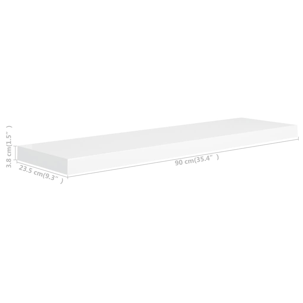 Vegghylle Hvit Flytende 4 stk 90x23,5x3,8 cm