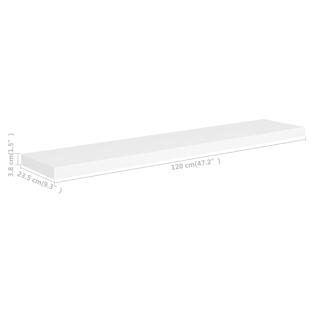 Vegghylle Hvit Flytende 4 stk 120x23,5x3,8 cm