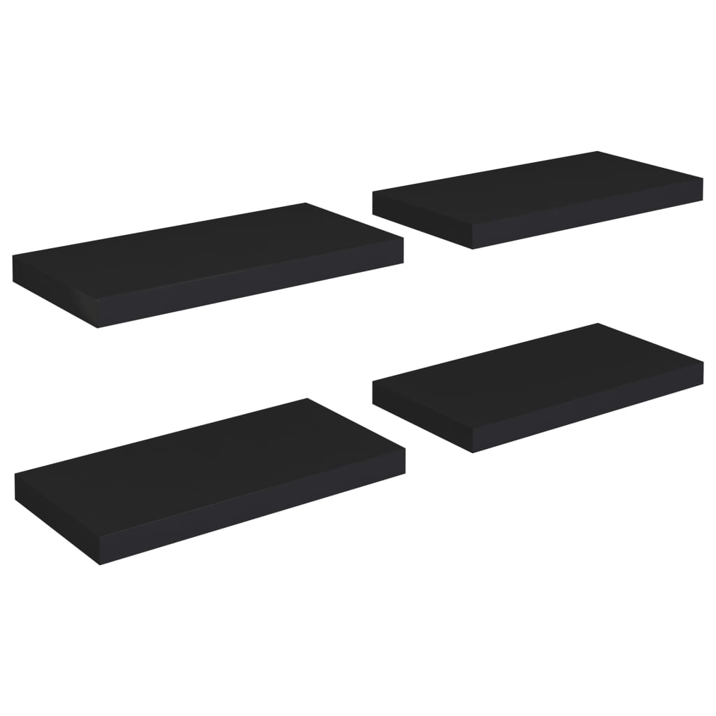 Vegghylle Svart Flytende 4 stk 50x23x3,8 cm MDF