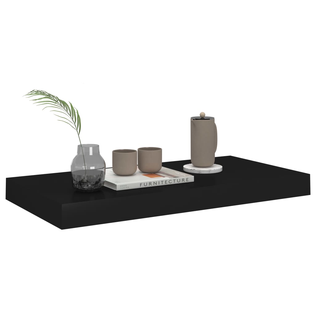 Vegghylle Svart Flytende 4 stk 50x23x3,8 cm MDF