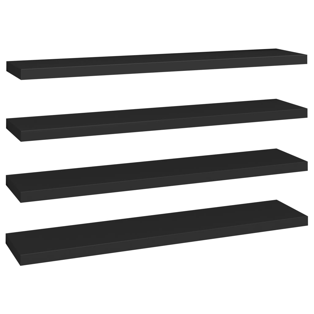 Vegghylle Svart Flytende 4 stk 120x23,5x3,8 cm MDF