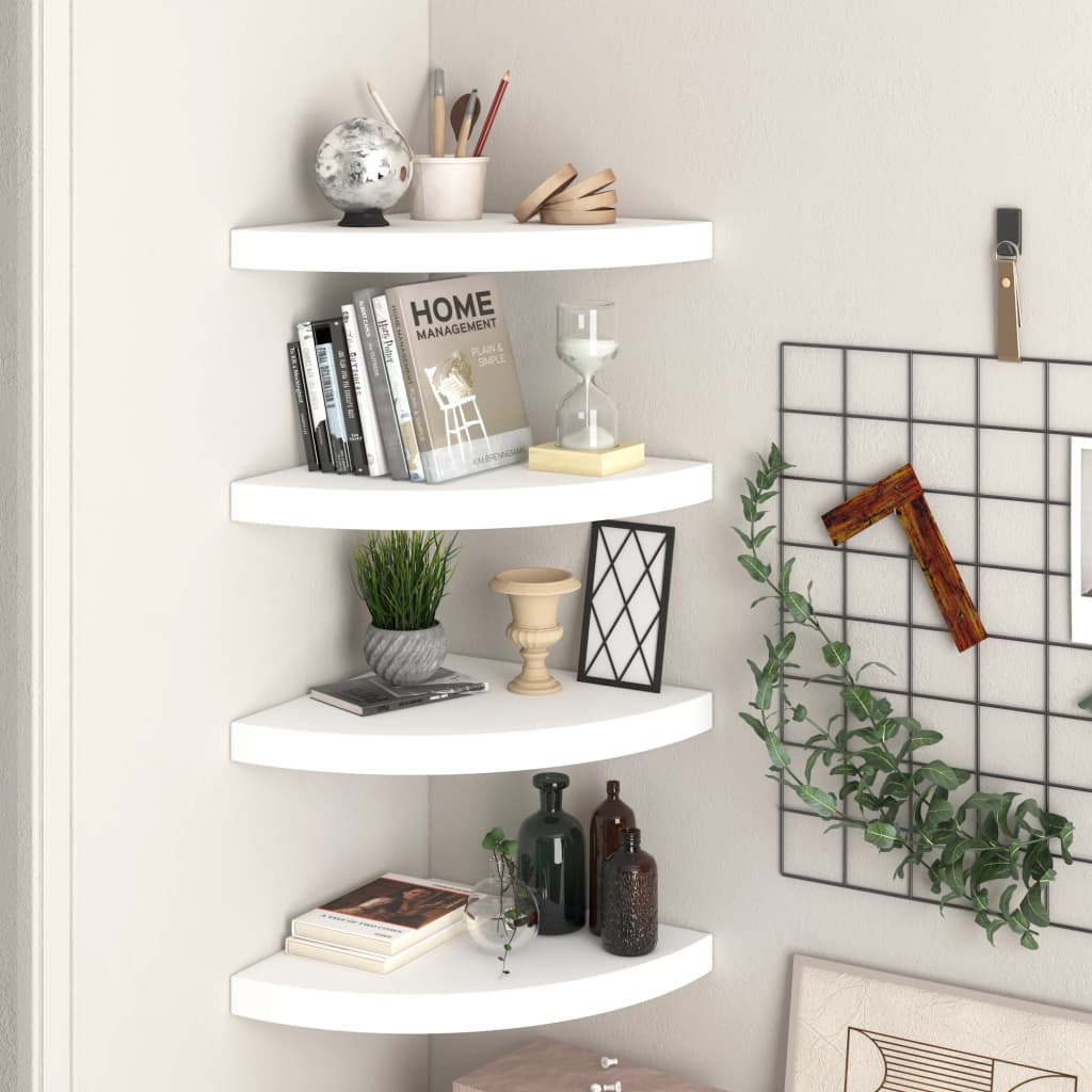 Vegghylle Hvit Flytende 4 stk 35x35x3,8 cm