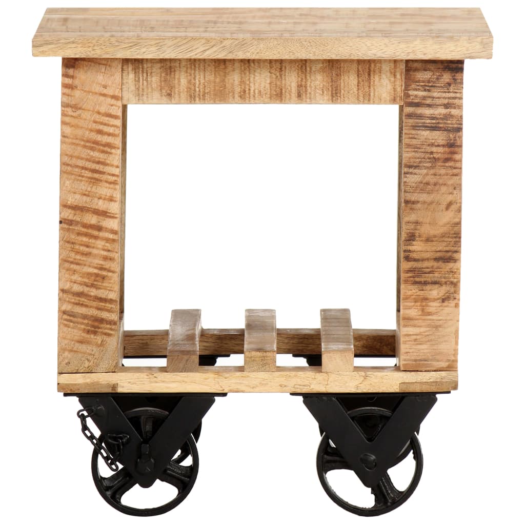 Sidebord Tre med hjul 40x40x42 cm grovt mangotre