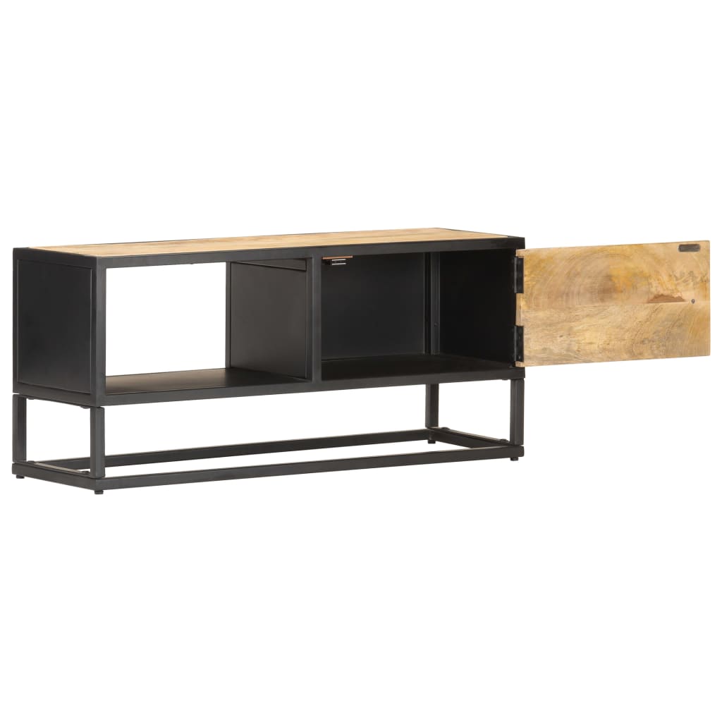 TV-Møbel Tre TV-benk heltre mango med utskåret dør 90x30x40 cm
