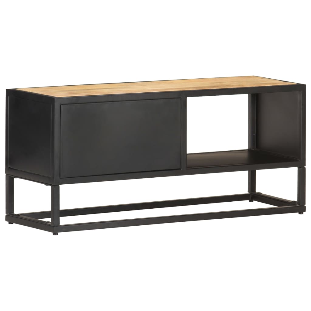 TV-Møbel Tre TV-benk heltre mango med utskåret dør 90x30x40 cm