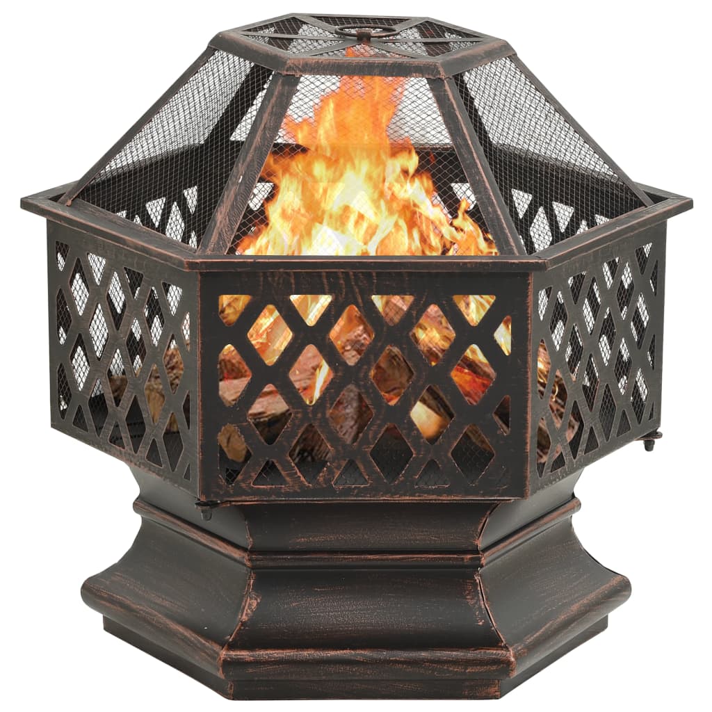 Grill Eldsted Rustikt bålfat med ildrake 62x54x56 cm XXL stål