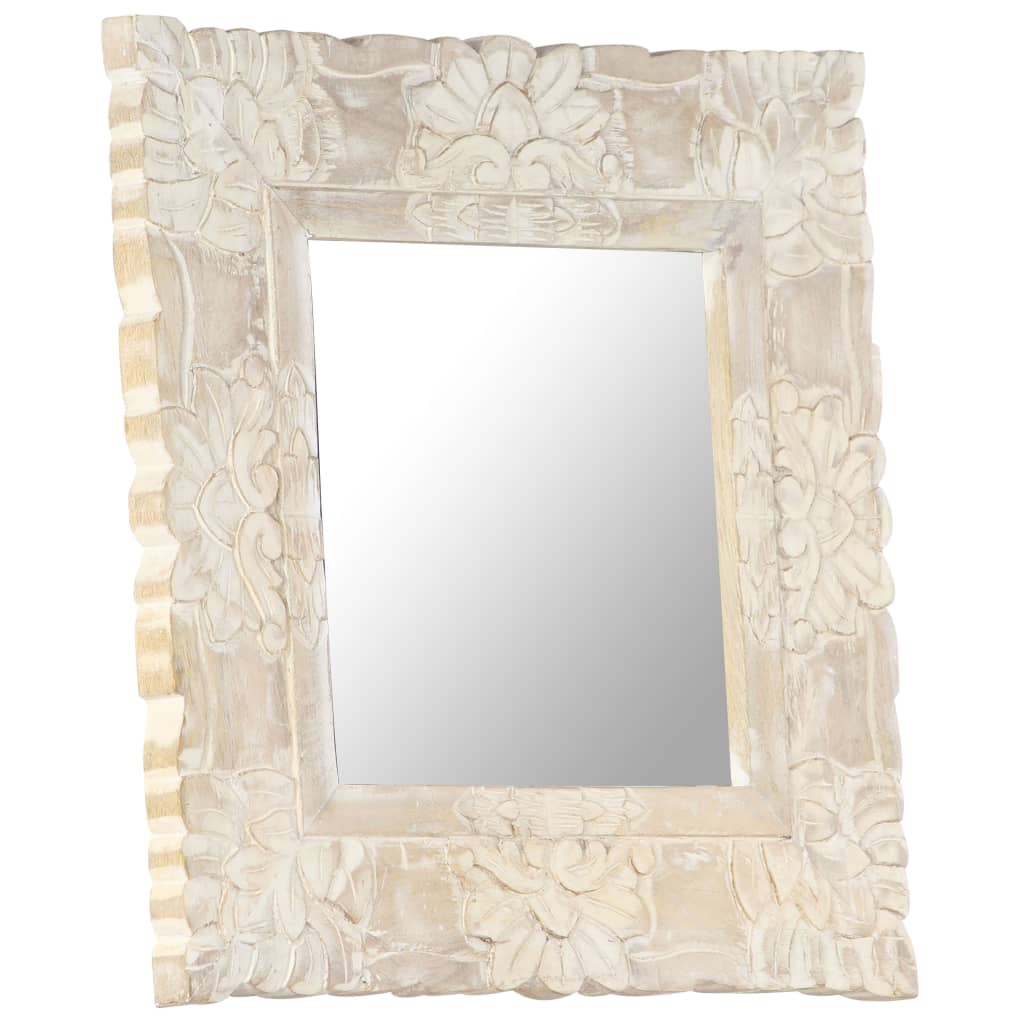 Veggspeil Hvit 50x50 cm heltre mango