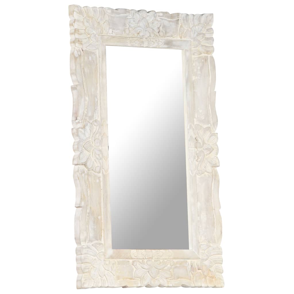 Veggspeil Hvit 80x50 cm heltre mango