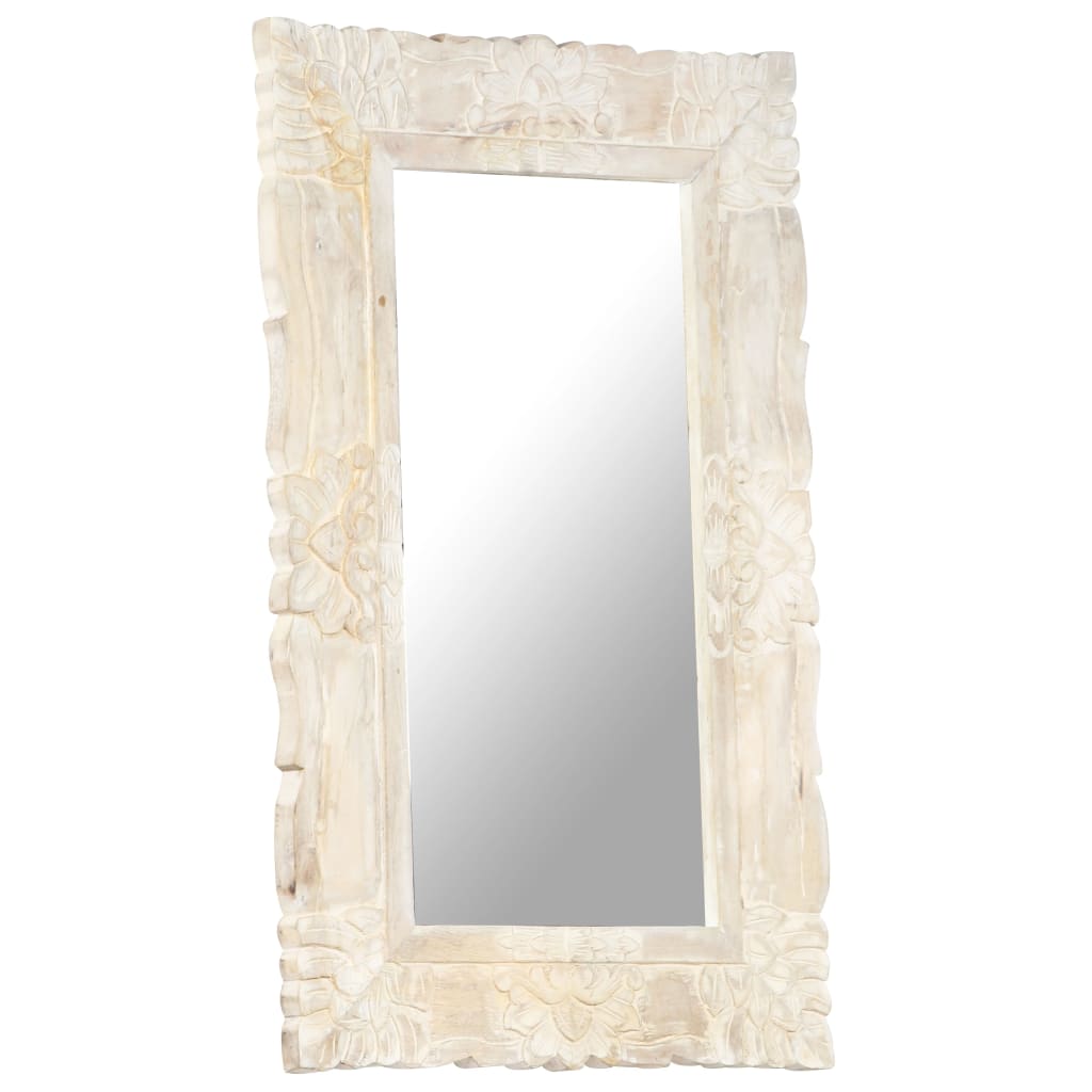 Veggspeil Hvit 80x50 cm heltre mango