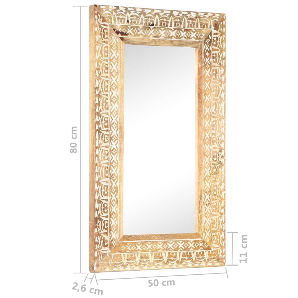 Veggspeil Håndskåret speil 80x50x2,6 cm heltre mango