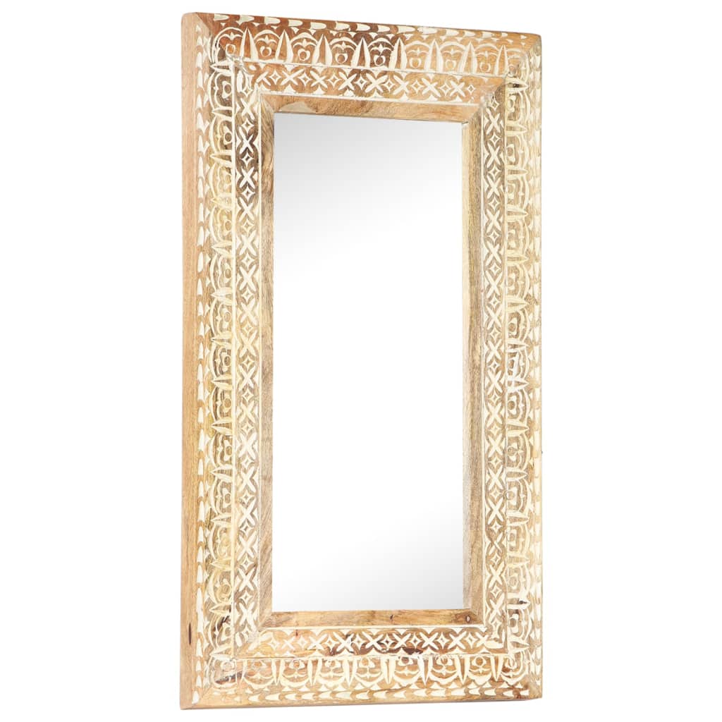 Veggspeil Håndskåret speil 80x50x2,6 cm heltre mango