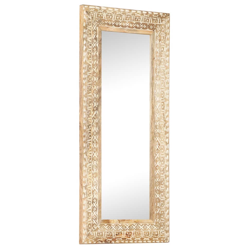 Veggspeil Håndskåret speil 110x50x2,6 cm heltre mango