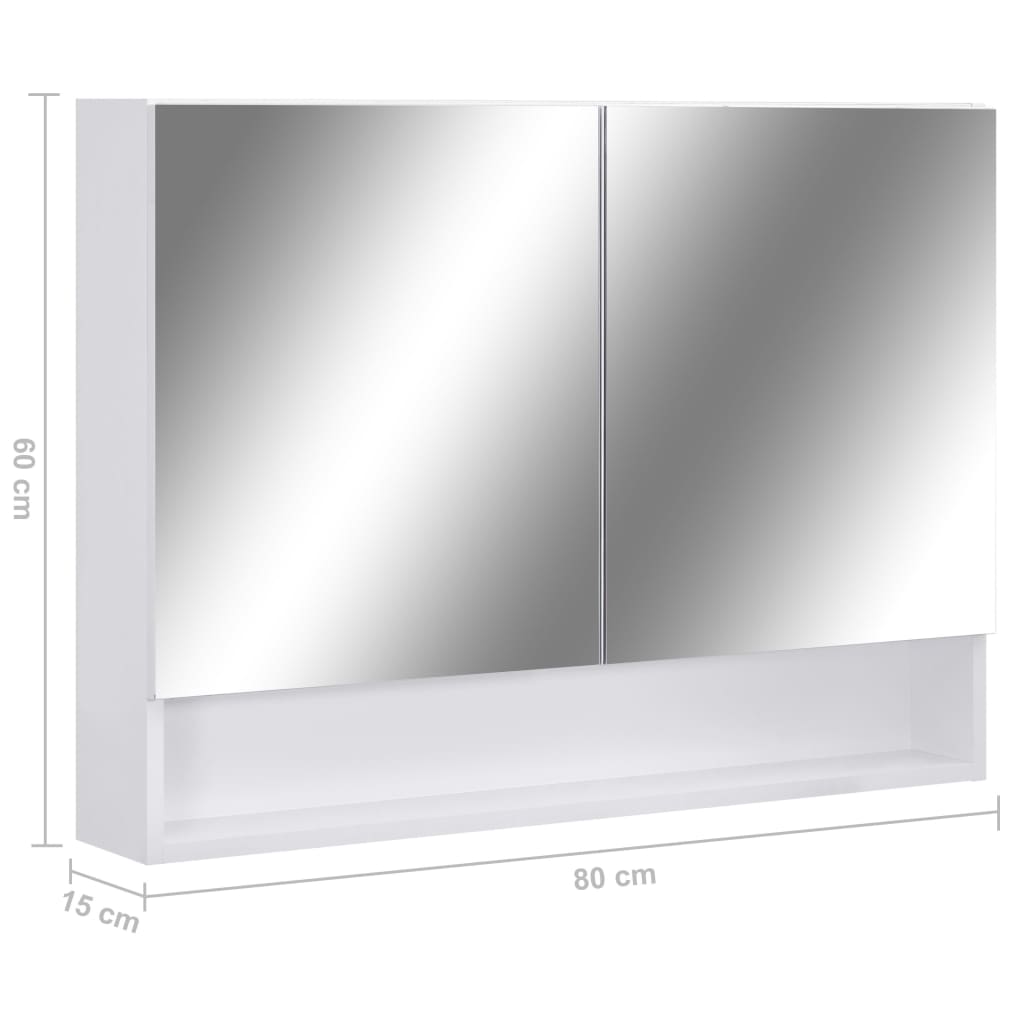 Baderomsspeil Speilskap med LED Hvit 80x15x60 cm